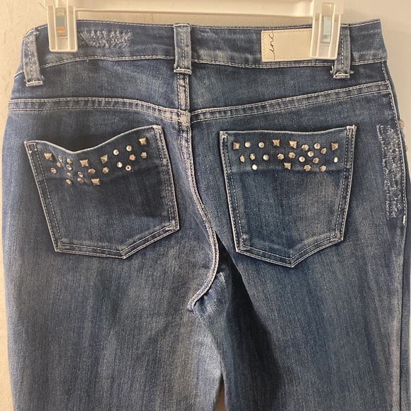 INC Denim Curvy Fit Boot Leg Studded Rhinestone Denim Jeans Size 6 - Picture 6 of 7